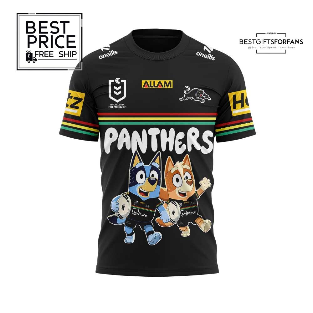 Penrith Panthers Bluey and Bingo Limited Edition T-Shirt Penrith Panthers Bluey and Bingo Limited Edition T-Shirt