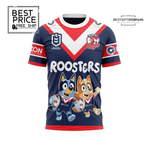 Sydney Roosters Bluey and Bingo Limited Edition T-Shirt